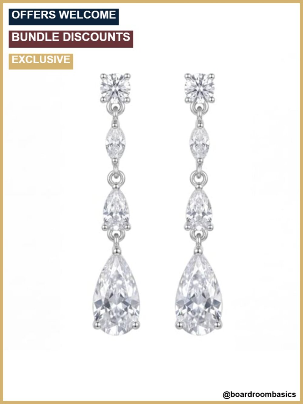 Cubic Zirconia Teardrop Dangle Earrings Silver Plated Wedding Bridal Prom